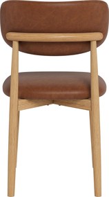 MAZZONI EXPORT ALMO Piele ecologică Retro Brandy / cadru stejar lăcuit - SCAUN DIN LEMN PENTRU LIVING SUFRAGERIE BUCĂTĂRIE RETRO