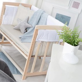 Pătuț leagăn cu spațiu de depozitare și baldachin 90x45 cm Liebhabär – Roba