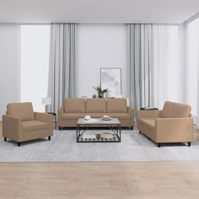 vidaXL Set de canapele cu perne, 3 piese, cappuccino, piele ecologică