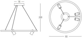 Lustra LED dimabila design modern Rings D-60cm negru
