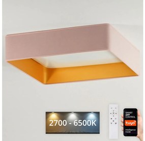 Brilagi-LED Corp de iluminat dimabil VELVET SQUARE LED/36W/230V Wi-Fi Tuya + telecomandă, roz