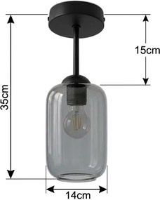 BRILAGI - Lustră aplicată LED R GLASS 1xE27/60W/230V Ø 14 cm negru/gri fumuriu