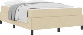 vidaXL Pat cu arcuri cu saltea Crem 140 x 190 cm țesătură