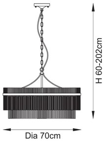 Endon 112574 - Candelabru suspendat pe lanț MARIETTA GRAND 7xE14/7W/230V alamă/sticlă clară