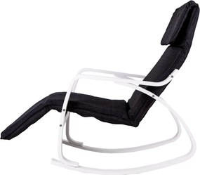Scaun balansoar alb negru cu suport pentru picioare reglabil