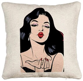 Perna Decorativa Canapea, Model Vintage Pop Art, 40x40 cm, Cu fermoar