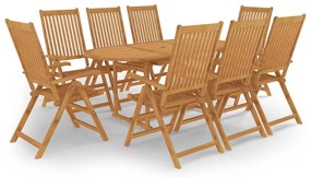 vidaXL Set mobilier de grădină, 9 piese, lemn masiv de tec