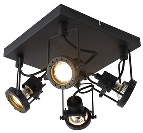 Spotlight industrial negru cu 4 lumini - Suplux