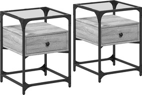 vidaXL Noptiere, 2 buc., gri sonoma, 40x40x55 cm, lemn prelucrat