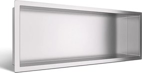 Raft incastrat dreptunghiular Balneo Wall-Box One cu rama 60x20x10 cm inox