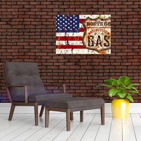 Tablou pe sticlă - Vintage steag (70x50 cm)