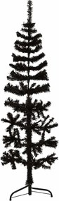 vidaXL Brad Crăciun artificial subțire jumătate cu suport negru 150 cm