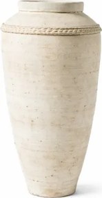 Amforă decorativă din teracotă naturală, bej-crem, formă clasică mediteraneană, 55×55×100 cm, „Agora"
