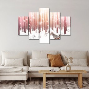 Tablou - Zebra în pădurea înzăpezită (150x105 cm)
