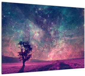 Tablou pe sticlă - Cer de noapte din alta dimensie (70x50 cm)