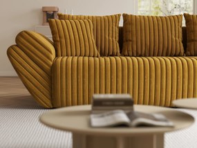 Canapea extensibilă dumonde cu ladă de depozitare si sezut confortabil din spuma high-density, Berlin Ambience Mustar 250x100 cm