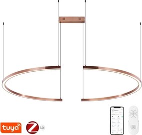Immax NEO 07328L - Lustră LED dimabilă pe cablu FINO, 72W/230V, 120 cm, aur roz, Tuya + telecomandă