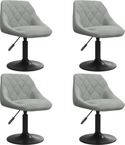 vidaXL Scaune de masă pivotante, 4 buc., gri deschis, catifea