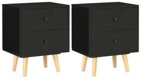 vidaXL Noptiere, 2 buc., negru, 40 x 30 x 50 cm, lemn masiv de pin