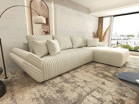 Colțar extensibil dumonde cu ladă de depozitare si sezut confortabil din spuma high-density, Berlin XL Ambience Ivory II 350x185 cm