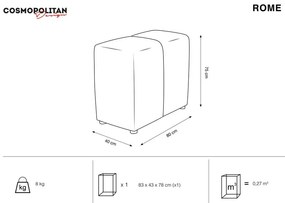 Spătar pentru canapea modulară gri cu tapițerie din catifea Rome Velvet - Cosmopolitan Design