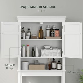 HOMCOM Mobilier WC deasupra toaletei mobilier mașină de spălat dulap 2 uși rafturi reglabile alb | Aosom Romania