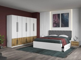 Set mobila dormitor 4 piese Alb/Stejar Eclipse C14