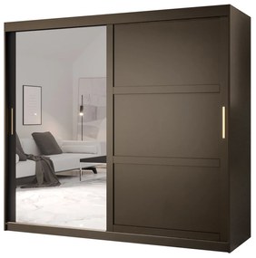 Dulap de haine Riven 2 200 (mat negru) (cu oglindă). 1064184