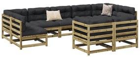 vidaXL Set canapea de grădină cu perne, 9 piese, lemn de pin tratat