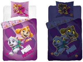 Lenjerie de pat luminoasa PAW PATROL Call the Patrol roz Dimensiune lenjerie de pat: 70 x 80 cm | 140 x 200 cm