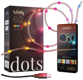 Twinkly TWD060STP-T - Ghirlandă LED RGB reglabilă DOTS, 60 LED, 7 m, USB, Wi‑Fi