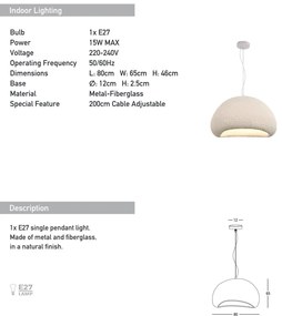 Lustra/Pendul design modern decorativ FIBERGLASS 80cm