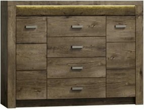 Comoda INFINITY I-07, frasin inchis, PAL melaminat, metal, 137x42x104