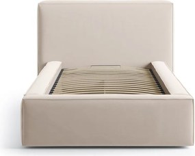 Pat bej tapițat cu spațiu de depozitare cu somieră 90x200 cm Jodie – Micadoni