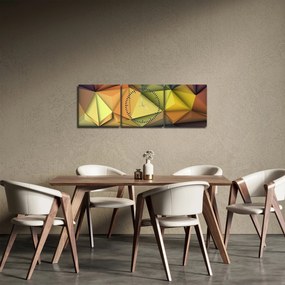 Tablou - Abstracție 3D poligonală (cu ceas) (90x30 cm)