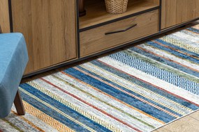 ANDRE 35950 covor lavabil Linii, geometric anti-alunecare - albastru / galben