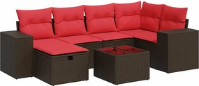 vidaXL Set canapele de grădină cu perne, 7 piese, maro, poliratan