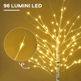 HOMCOM Lumina artificiala pentru copac de mesteacan alb, cu lumina LED pentru interior si exterior | Aosom Romania