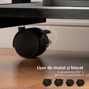 HOMCOM Birou PC cu Sertar Glisant și 2 Rafturi Deschise Negru | Aosom Romania