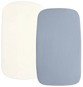 Set 2 cearceafuri din muselina cu elastic roata pentru patut cosleeper 90x50 cm Kidizi jeans, bumbac 100%