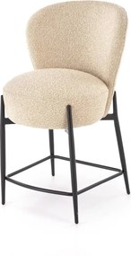 Scaun bar H126, bej/negru, stofa/metal, 57x61x95 cm