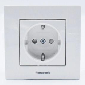 Priza simpla cu impamantare si protectie copil Karre Plus Pansonic, ST, alba
