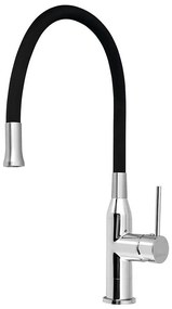 Baterie de chiuvetă cu pipă flexibilă Sapho SILI negru/crom lucios