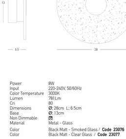 Aplica de perete design modern LED DECO negru/ transparent