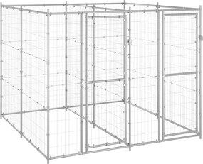 vidaXL Padoc pentru câini de exterior, 4,84 m², oțel galvanizat