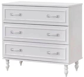 Comoda Juliette 3 Sertare, Alb Elegant, Dimensiuni 88x46x83 cm , Stil Clasic Romantic
