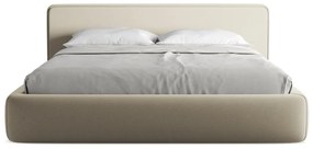 Pat matrimonial bej tapițat cu spațiu de depozitare cu somieră 180x200 cm Kiana – Makamii