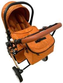 Carucior 3 in 1 cu landou transformabil in parte sport si scoica auto 0-36 luni, Portocaliu - CPC-53-portocaliu