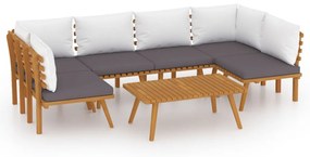 3087024 vidaXL Set mobilier de grădină cu perne, 7 piese, lemn masiv acacia