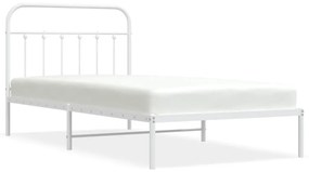 352623 vidaXL Cadru de pat din metal cu tăblie, alb, 107x203 cm